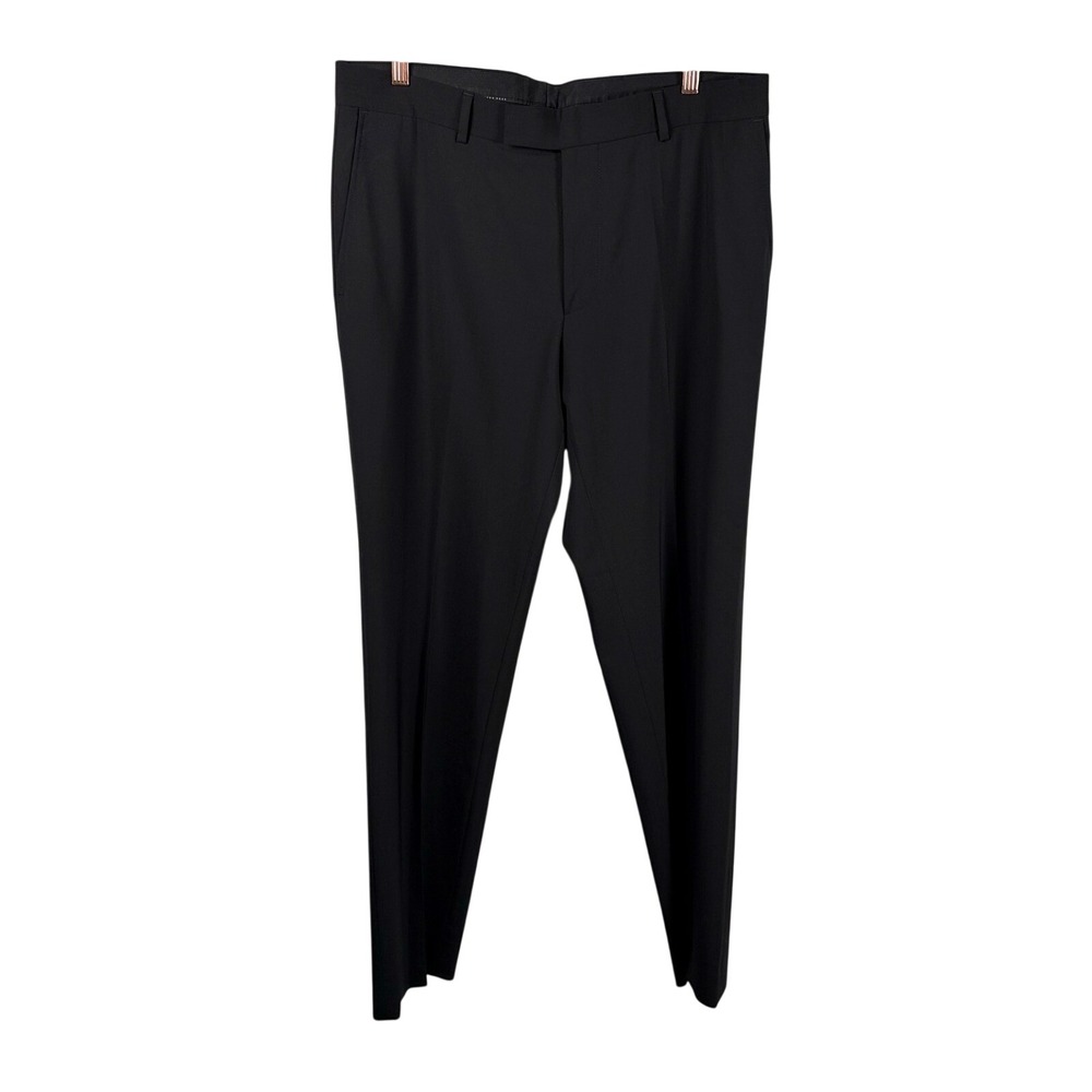 Hugo Boss James Brown Mens Dress Pants Flat Front Black 34x34 Romania Office